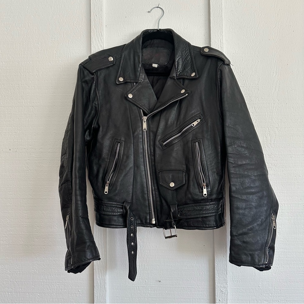 Vintage Black Leather Moto Jacket